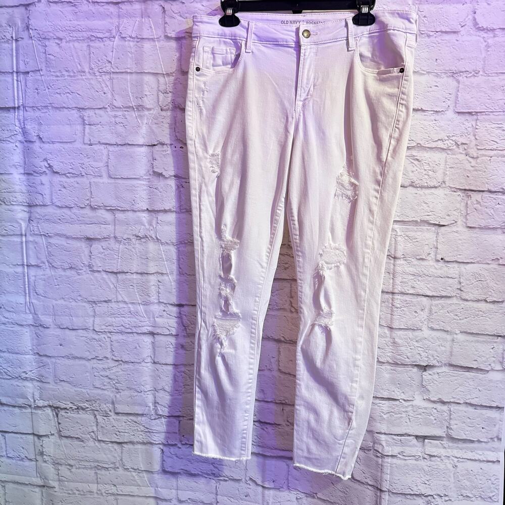OLD NAVY ROCKSTAR WHITE JEANS SZ 14